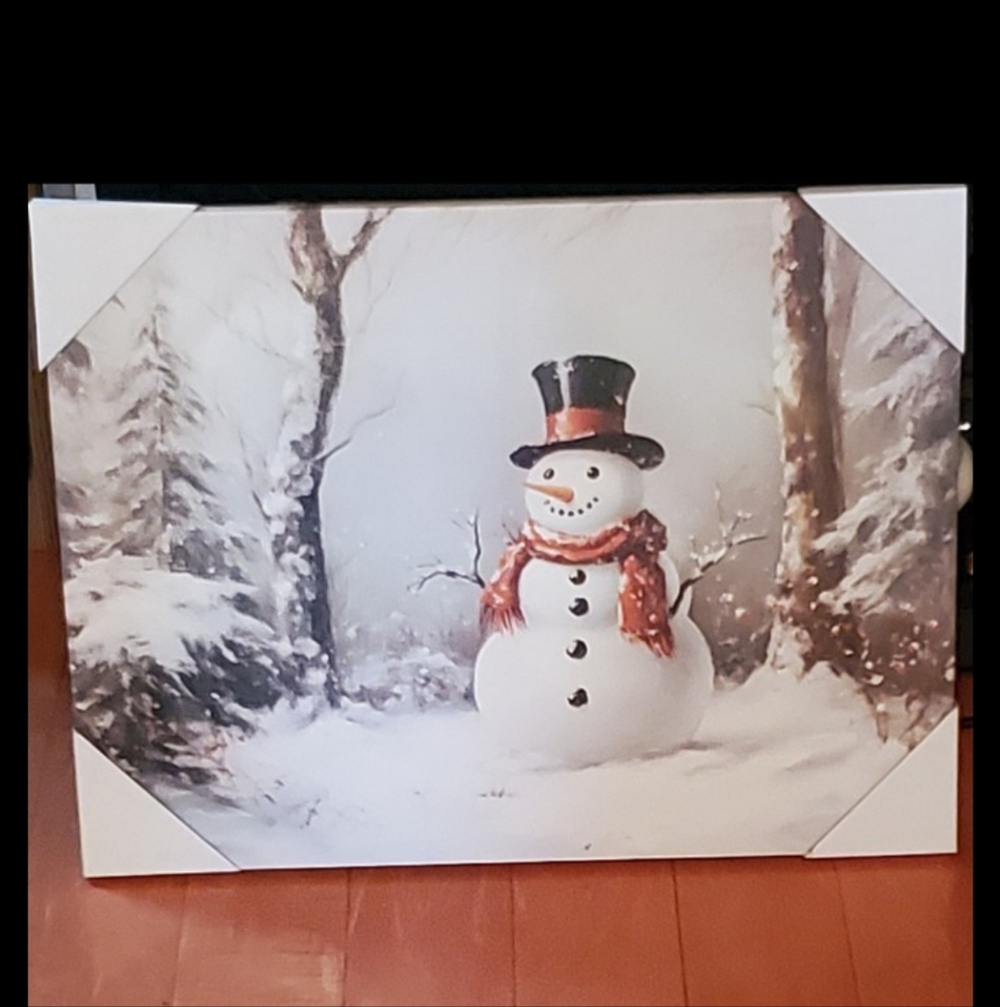 NEW 2025 DOLLAR GENERAL CHRISTMAS SNOWMAN CANVAS. 24"×18" CROSS POSTED